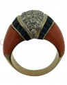 ANELLO VINTAGE ORO CORALLO ZAFFIRI E BRILLANTI