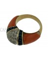 ANELLO VINTAGE ORO CORALLO ZAFFIRI E BRILLANTI