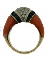 ANELLO VINTAGE ORO CORALLO ZAFFIRI E BRILLANTI