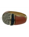ANELLO VINTAGE ORO CORALLO ZAFFIRI E BRILLANTI