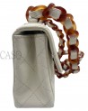 CHANEL MINI SQUARE VINTAGE IN PELLE BIANCO LATTE E BACHELITE