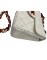 CHANEL MINI SQUARE VINTAGE IN PELLE BIANCO LATTE E BACHELITE