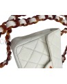 CHANEL MINI SQUARE VINTAGE IN PELLE BIANCO LATTE E BACHELITE