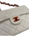 CHANEL MINI SQUARE VINTAGE IN PELLE BIANCO LATTE E BACHELITE