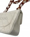CHANEL MINI SQUARE VINTAGE IN PELLE BIANCO LATTE E BACHELITE