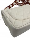 CHANEL MINI SQUARE VINTAGE IN PELLE BIANCO LATTE E BACHELITE