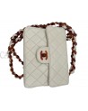 CHANEL MINI SQUARE VINTAGE IN PELLE BIANCO LATTE E BACHELITE