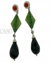 ORECCHINI PENDENTI CON ONICE GIIADA E CORALLO