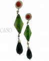 ORECCHINI PENDENTI CON ONICE GIIADA E CORALLO