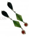 ORECCHINI PENDENTI CON ONICE GIIADA E CORALLO