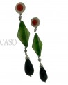 ORECCHINI PENDENTI CON ONICE GIIADA E CORALLO