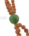 COLLANA LUNGA CON CORALLO E GIADA IN ORO GIALLO