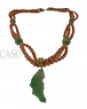 COLLANA LUNGA CON CORALLO E GIADA IN ORO GIALLO