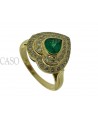 ANELLO A CUORE CON SMERALDO E BRILLANTI