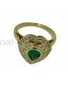 ANELLO A CUORE CON SMERALDO E BRILLANTI