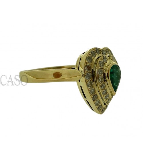 ANELLO A CUORE CON SMERALDO E BRILLANTI
