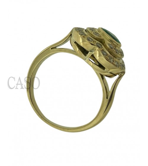 ANELLO A CUORE CON SMERALDO E BRILLANTI