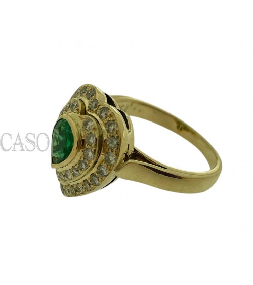 ANELLO A CUORE CON SMERALDO E BRILLANTI