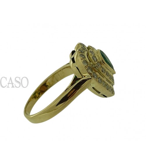 ANELLO A CUORE CON SMERALDO E BRILLANTI