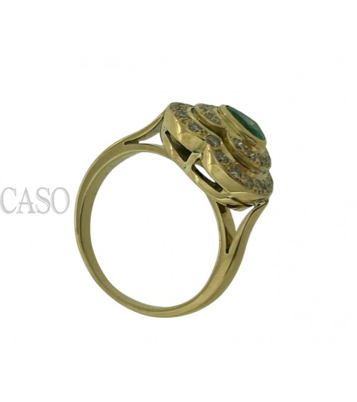ANELLO A CUORE CON SMERALDO E BRILLANTI