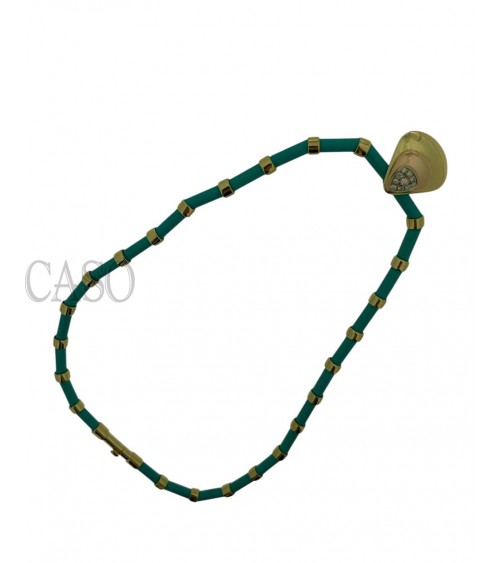 COLLANA VINTAGE ORO GIALLO TURCHESI E BRILLANTI