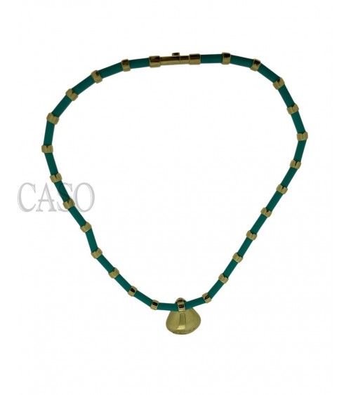 COLLANA VINTAGE ORO GIALLO TURCHESI E BRILLANTI