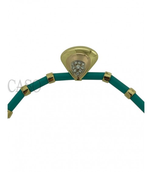 COLLANA VINTAGE ORO GIALLO TURCHESI E BRILLANTI
