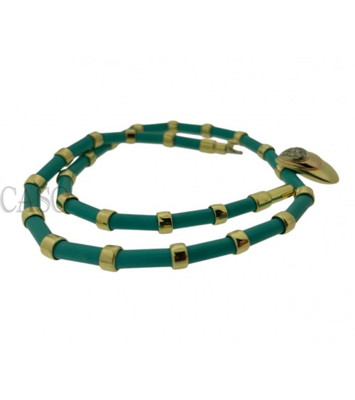 COLLANA VINTAGE ORO GIALLO TURCHESI E BRILLANTI