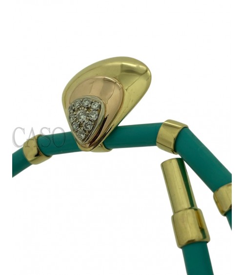COLLANA VINTAGE ORO GIALLO TURCHESI E BRILLANTI