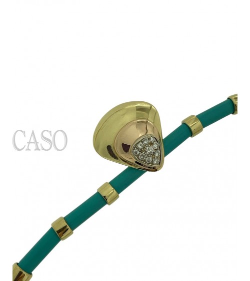 COLLANA VINTAGE ORO GIALLO TURCHESI E BRILLANTI