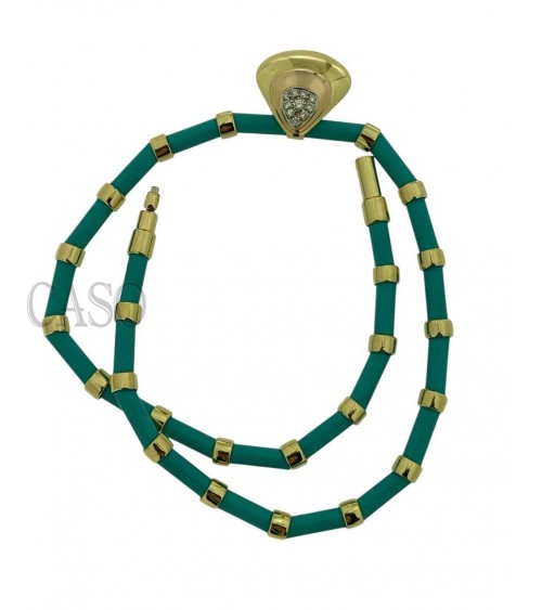 COLLANA VINTAGE ORO GIALLO TURCHESI E BRILLANTI