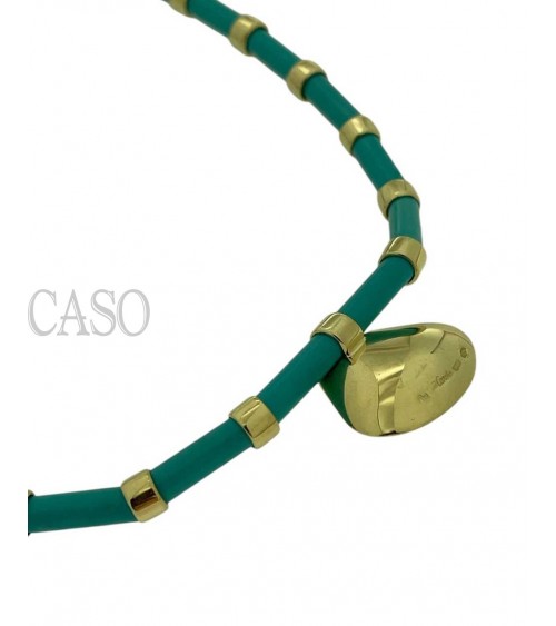 COLLANA VINTAGE ORO GIALLO TURCHESI E BRILLANTI