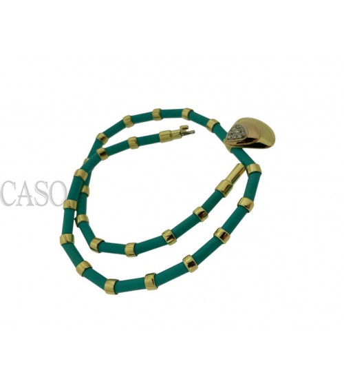 COLLANA VINTAGE ORO GIALLO TURCHESI E BRILLANTI