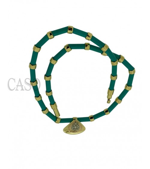 COLLANA VINTAGE ORO GIALLO TURCHESI E BRILLANTI