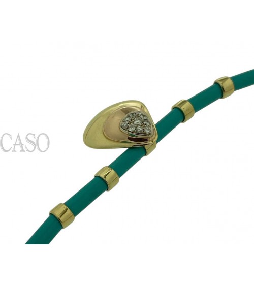 COLLANA VINTAGE ORO GIALLO TURCHESI E BRILLANTI