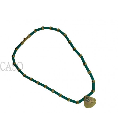 COLLANA VINTAGE ORO GIALLO TURCHESI E BRILLANTI