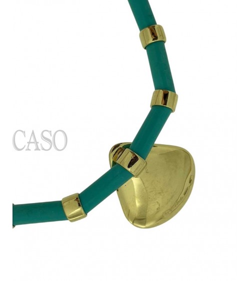 COLLANA VINTAGE ORO GIALLO TURCHESI E BRILLANTI