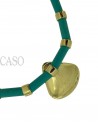 COLLANA VINTAGE ORO GIALLO TURCHESI E BRILLANTI
