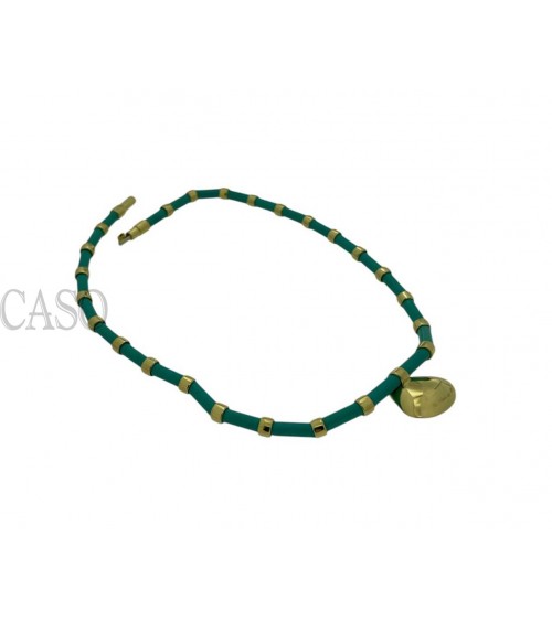 COLLANA VINTAGE ORO GIALLO TURCHESI E BRILLANTI