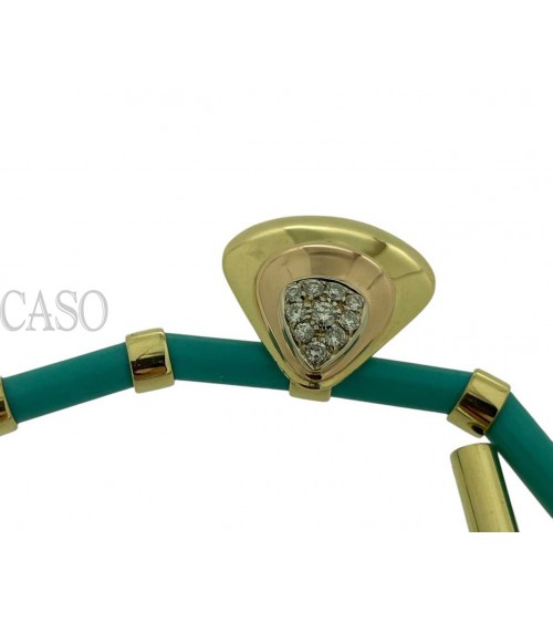 COLLANA VINTAGE ORO GIALLO TURCHESI E BRILLANTI