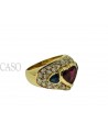 ANELLO CON CUORE DI RUBINO ZAFFIRI E BRILLANTI