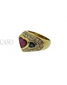 ANELLO CON CUORE DI RUBINO ZAFFIRI E BRILLANTI