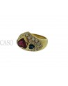 ANELLO CON CUORE DI RUBINO ZAFFIRI E BRILLANTI