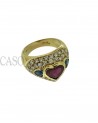 ANELLO CON CUORE DI RUBINO ZAFFIRI E BRILLANTI