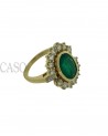 ANELLO VINTAGE CON SMERALDO OVALE E BRILLANTI