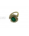 ANELLO VINTAGE CON SMERALDO OVALE E BRILLANTI