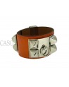 BRACCIALE HERMES MODELLO CDC IN POLLE ARANCIONE E METALLI PALLADIO