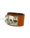 BRACCIALE HERMES MODELLO CDC IN POLLE ARANCIONE E METALLI PALLADIO