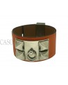 BRACCIALE HERMES MODELLO CDC IN POLLE ARANCIONE E METALLI PALLADIO