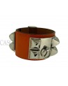 BRACCIALE HERMES MODELLO CDC IN POLLE ARANCIONE E METALLI PALLADIO